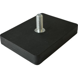 59x45-1xM6-AG, Gummierter Magnet, 1 x Gewindezapfen, 59 x 45 mm