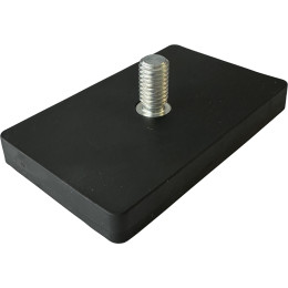 74x45-1xM8-AG, Gummierter Magnet, 1 x Gewindezapfen, 74 x 45 mm